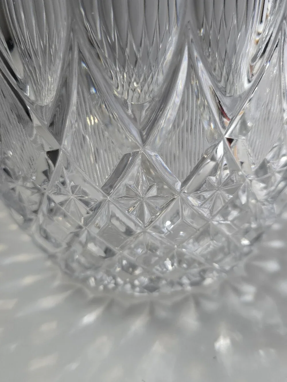 Heavy Crystal Pressed Glass Champagne Bucket With Gold Colored Rim W/Blemishes